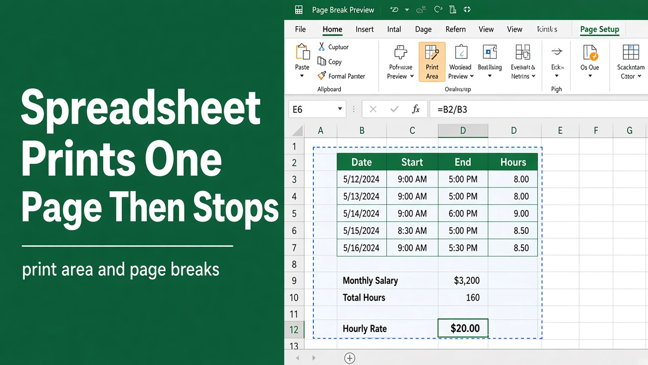 How to Fix Excel Spreadsheet That Prints One Page and Stops? featured image