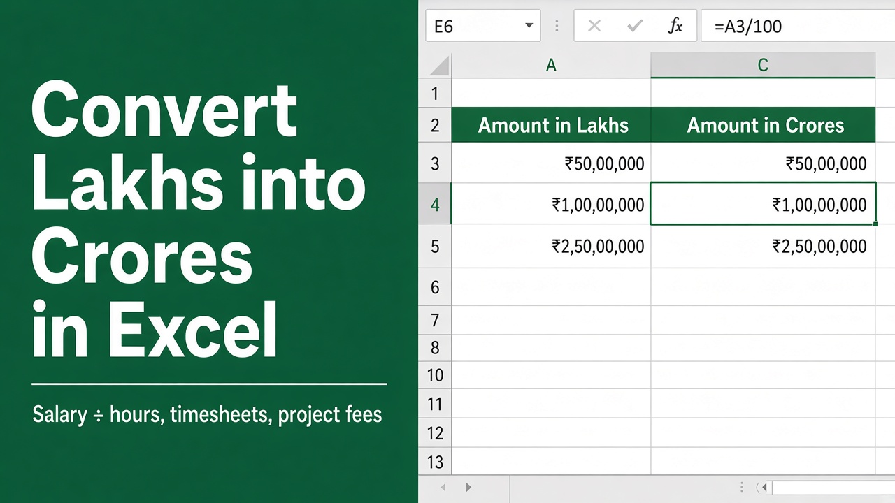 Converting Lakhs to Crores in Excel: A Formula Guide featured image