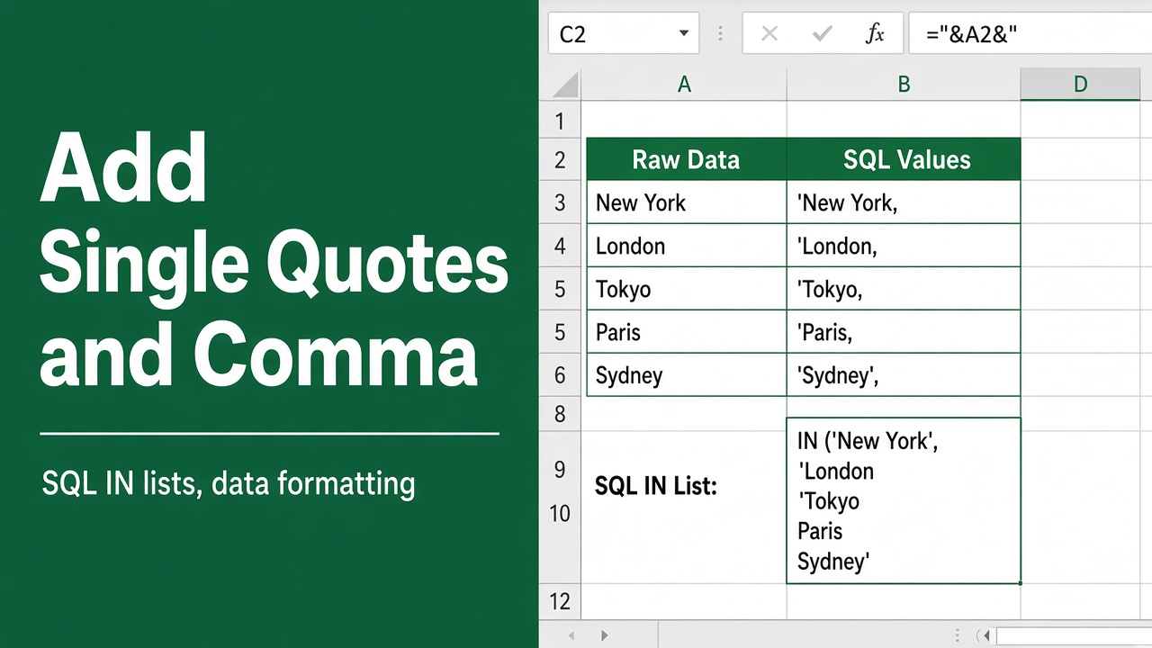 How to Add Single Quotes and Comma in an Excel Formula? featured image