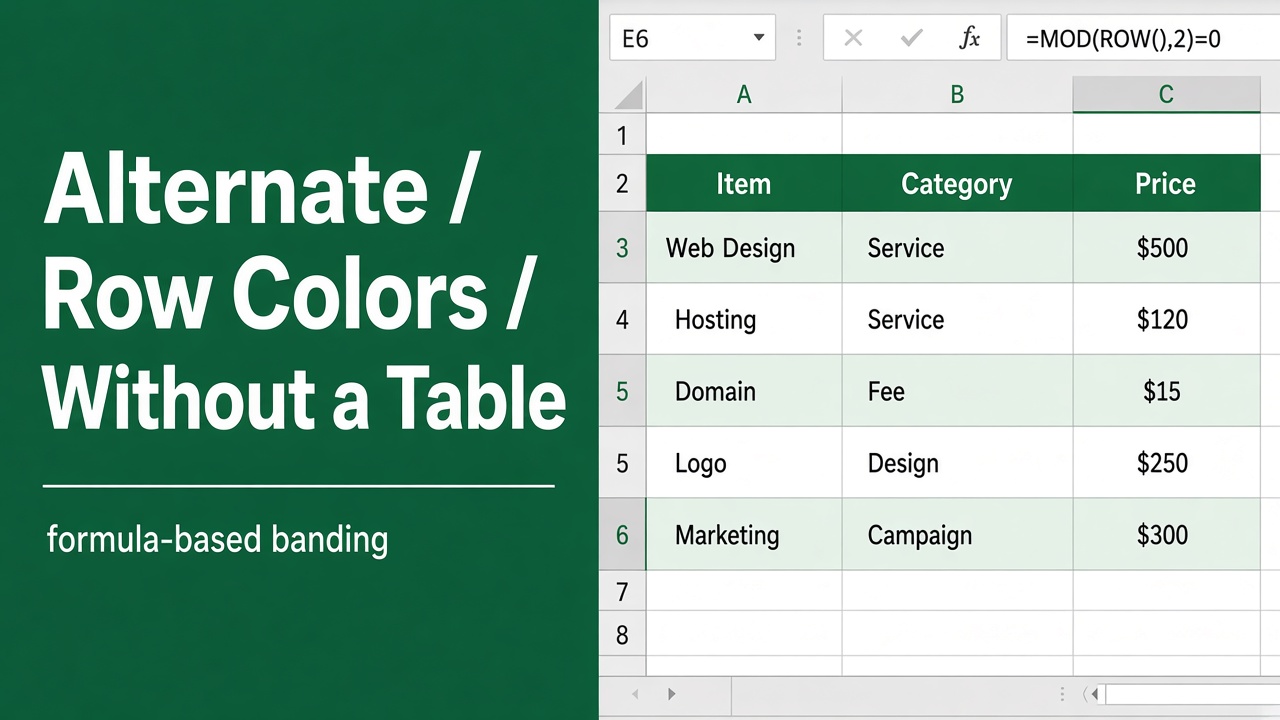 How to Alternate Row Colors in Excel Without Table? featured image