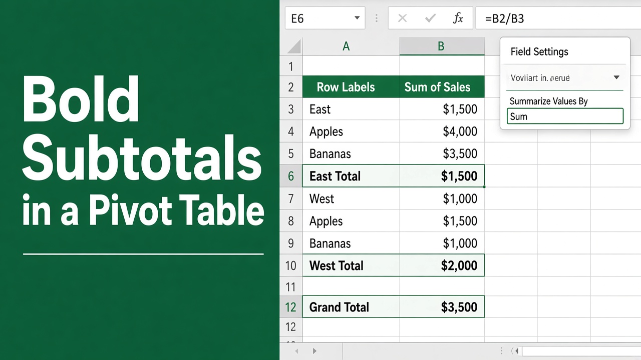 How To Bold Subtotals in Excel Pivot Table? (4 Easy Methods) featured image