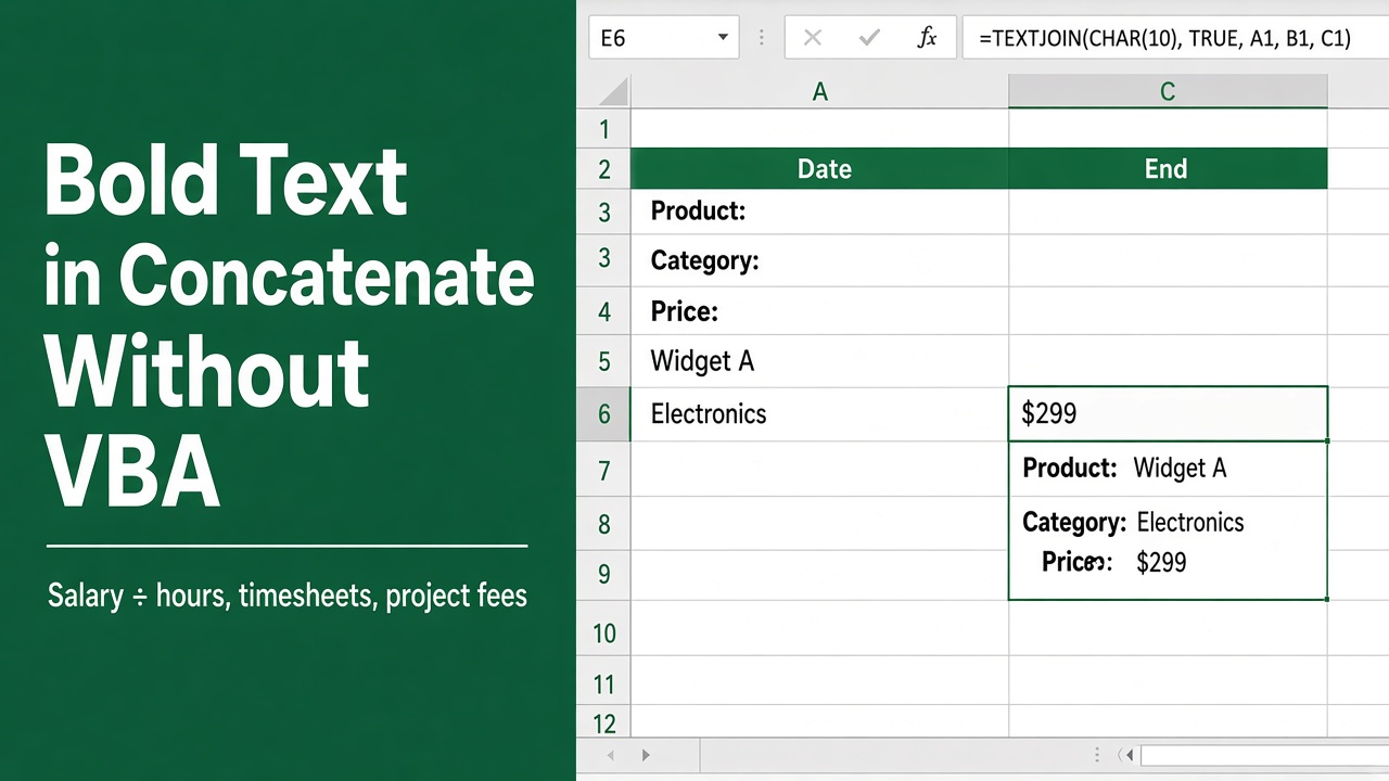 How to Bold Text in Concatenate Formula in Excel Without VBA? featured image