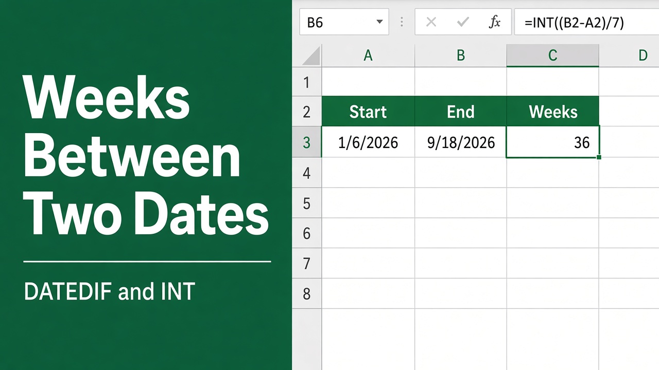 How to Calculate Number of Weeks Between Two Dates in Excel? featured image