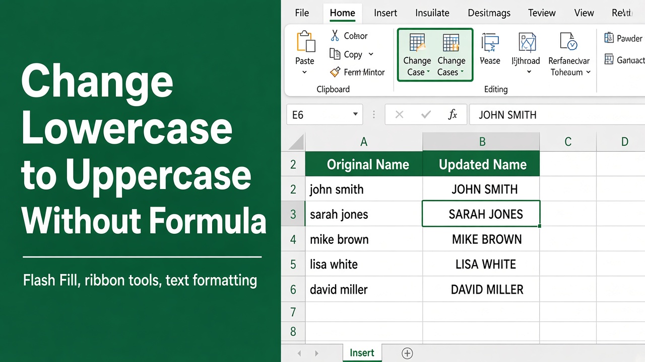 How to Change Lowercase to Uppercase in Excel Without Formula? featured image