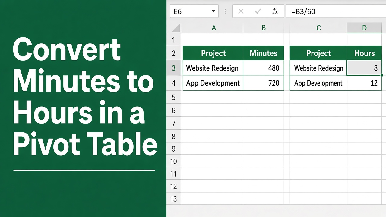 How to Convert Minutes to Hours in Excel Pivot Table: Easy Guide featured image