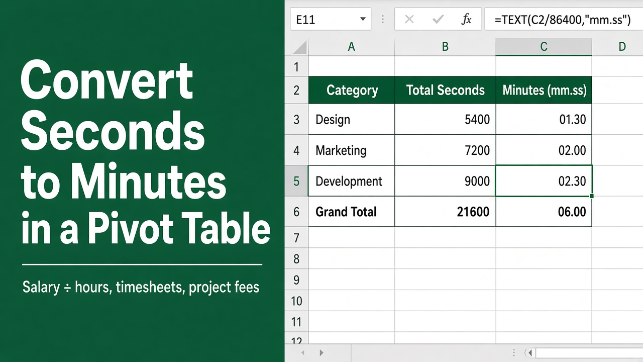 How To Convert Seconds to Minutes in Excel Pivot Table: Easy Guide featured image