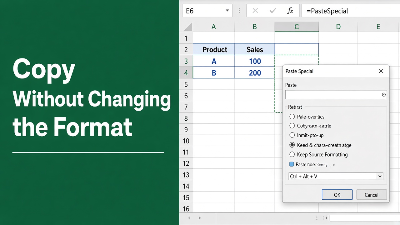 How to Copy and Paste in Excel Without Changing the Format (Shortcut) featured image