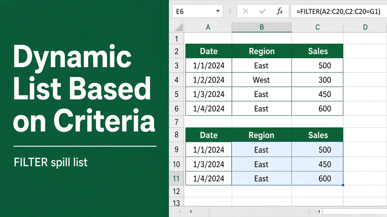 How to Create a Dynamic List in Excel Based on Criteria? featured image