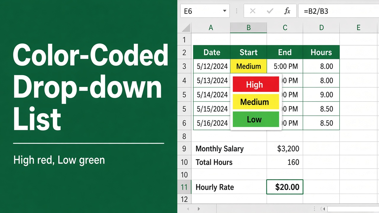 How to Create a Color-Coded Drop-Down List in Excel? featured image