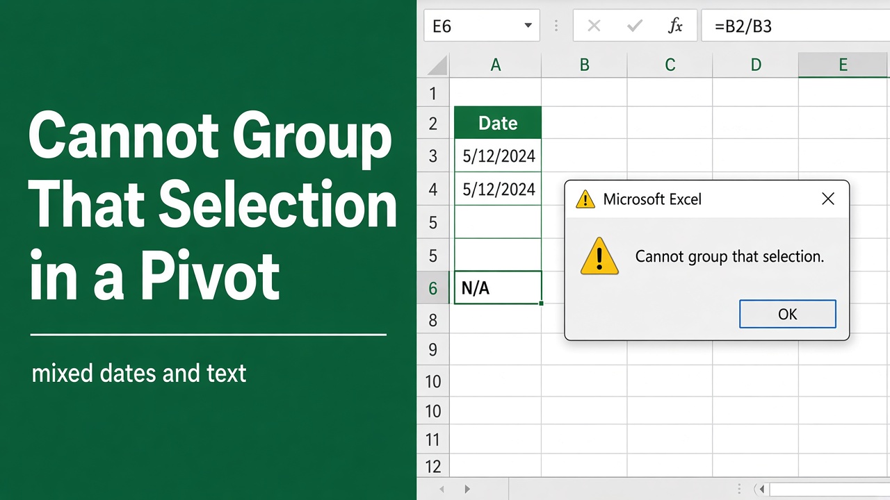 How to Fix “Cannot Group That Selection” Error in PivotTable? featured image