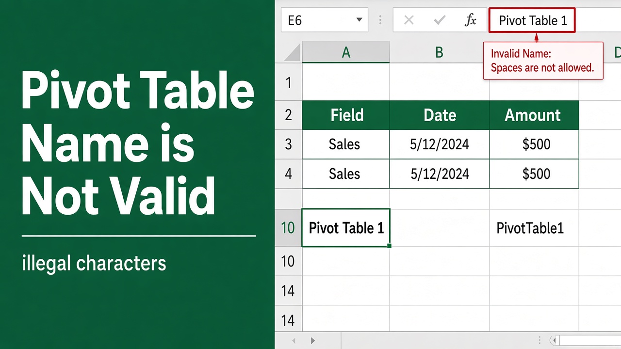 How to Fix the “Pivot Table Name is Not Valid” Error in Excel? featured image