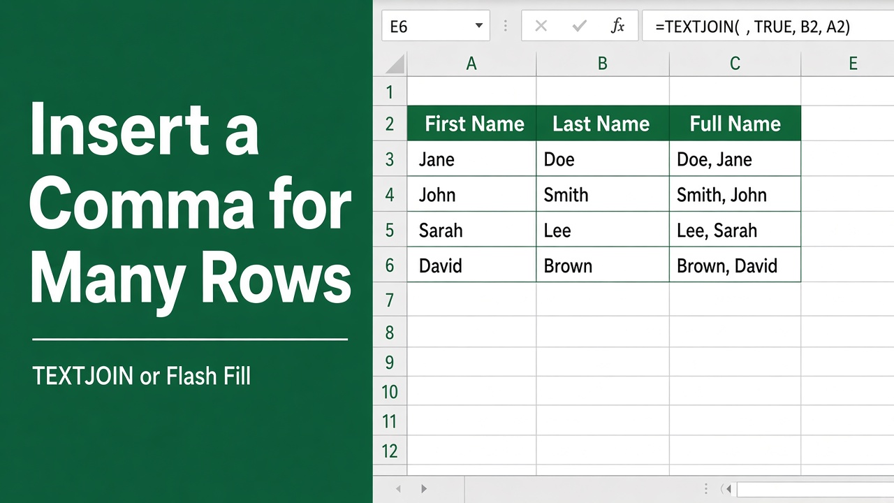 How to Insert Comma in Excel for Multiple Rows? (5 Easy Methods) featured image