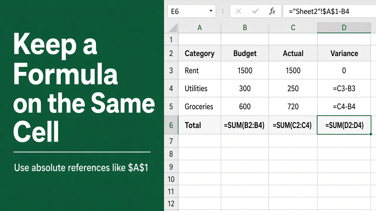 How to Keep a Formula on the Same Cell in Excel? featured image