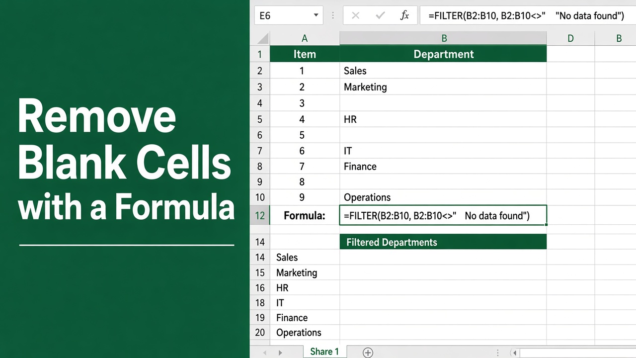 How to Remove Blank Cells in Excel with Formula? featured image
