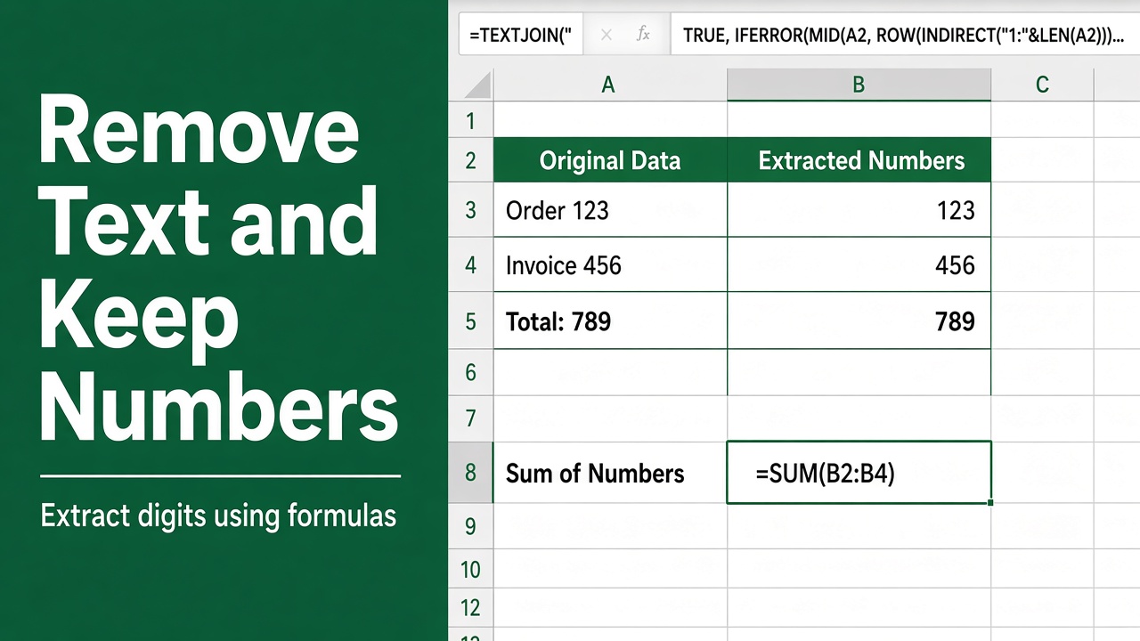 Excel Formula to Remove Text and Keep Numbers in Cells featured image