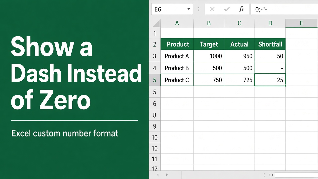 How to Show “-” Instead of 0 in Excel for Cleaner Data Presentation featured image