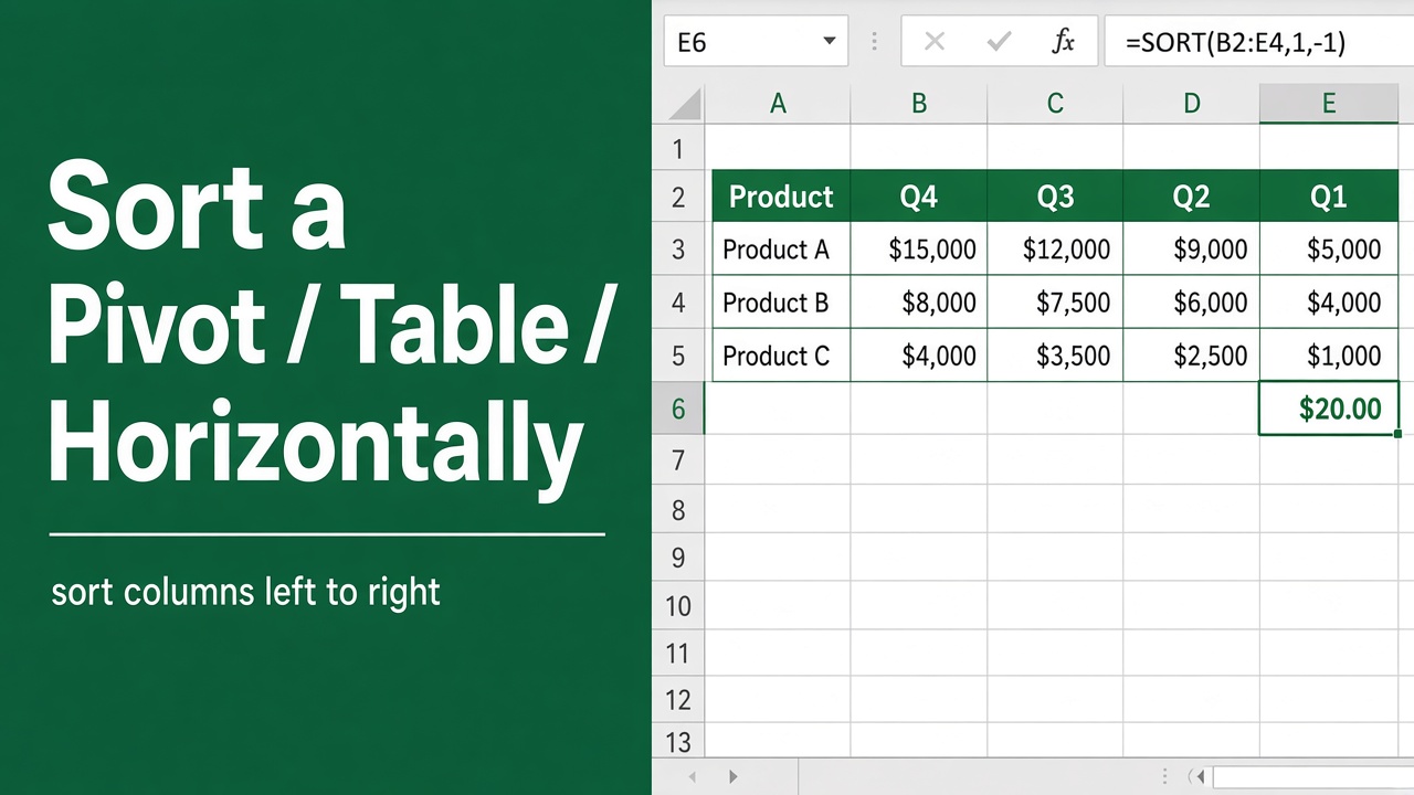 How to Sort Horizontally in Excel Pivot Table: A Comprehensive Guide featured image