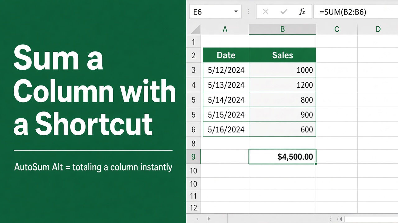 How to Sum a Column in Excel: The Fast Shortcut Method featured image