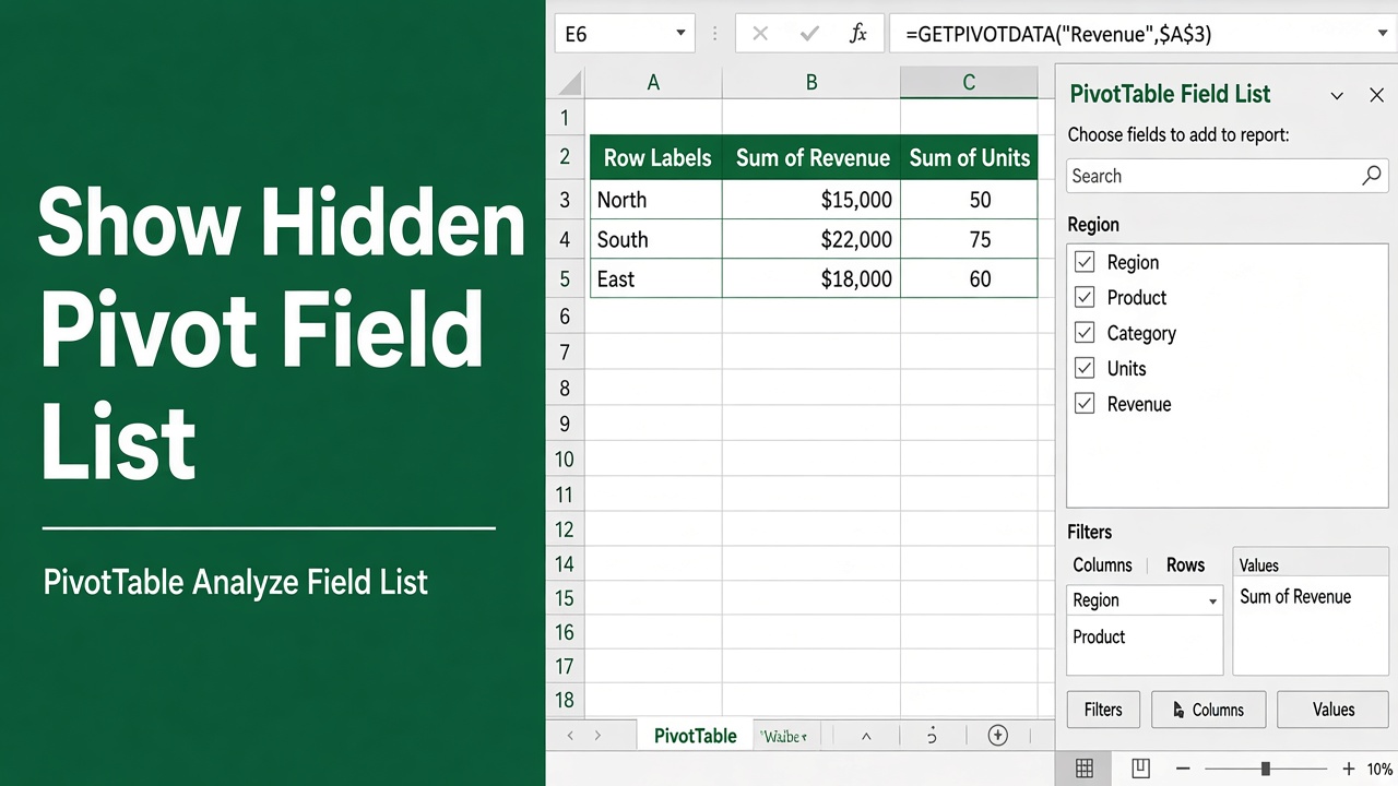 How to View Hidden Pivot Table Field List in Excel? featured image