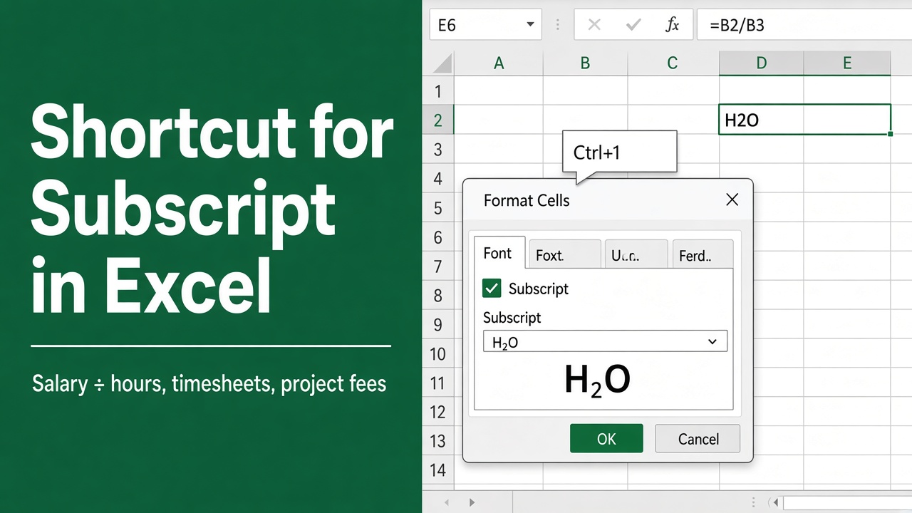 Quick & Easy Shortcut for Subscript in Excel featured image