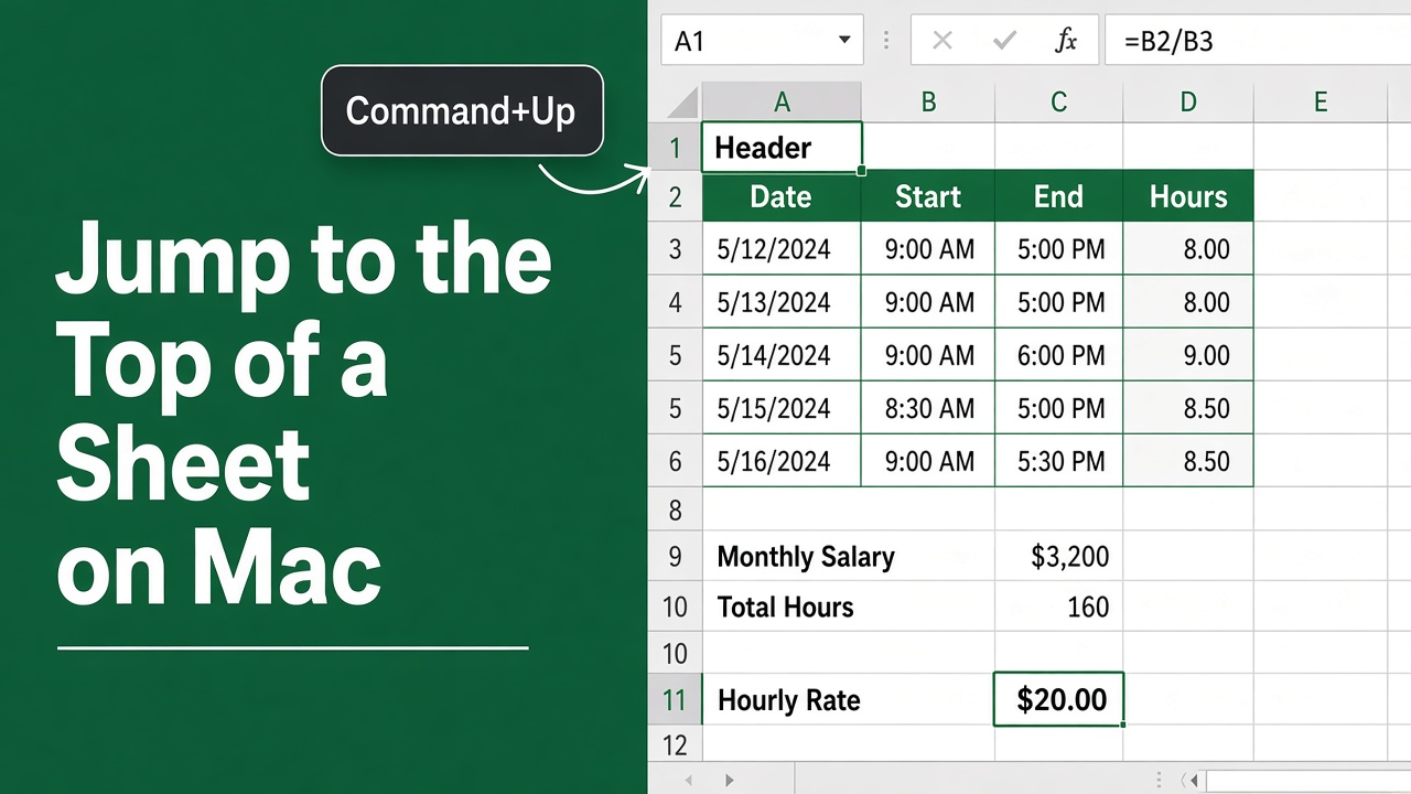 Shortcut to Reach the Top of Your Excel Spreadsheet on Mac featured image