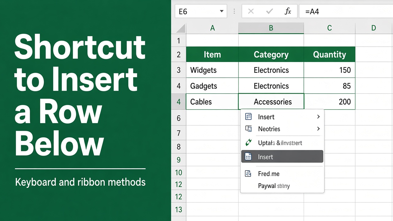 Easy Shortcut to Insert Row Below in Excel featured image