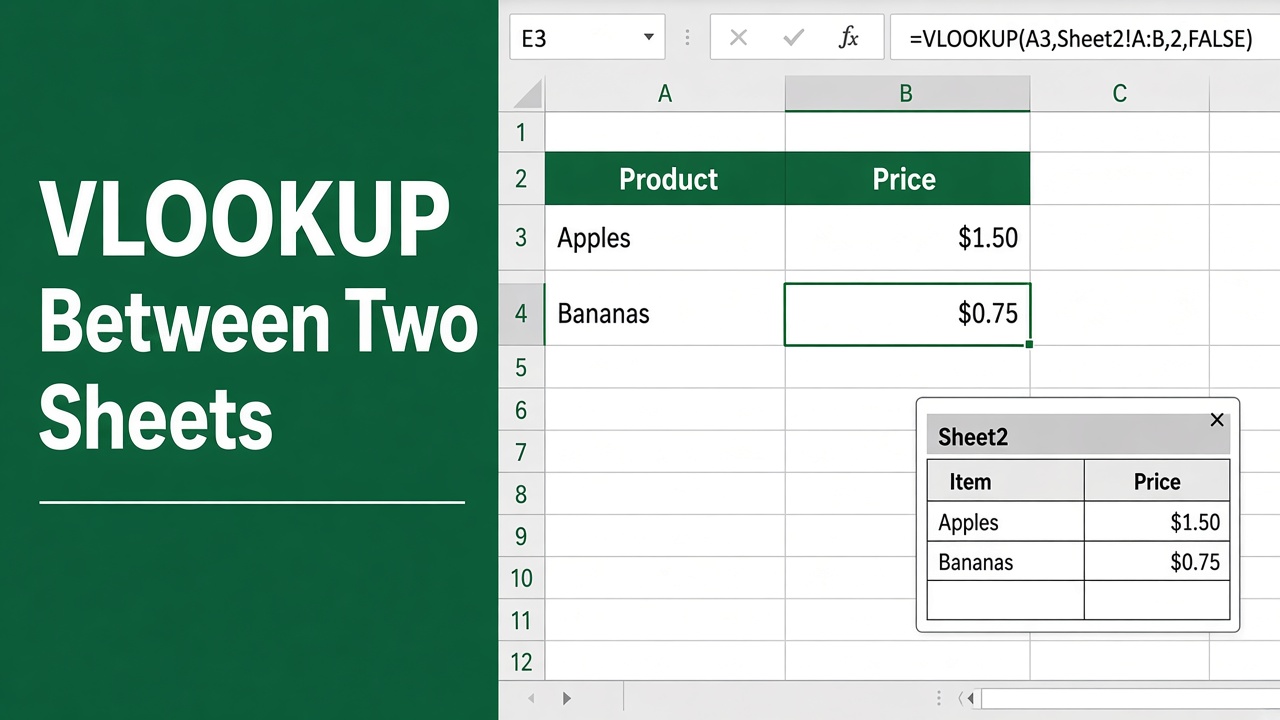 How to Use VLOOKUP Formula in Excel? (Example Between Two Sheets Included!) featured image